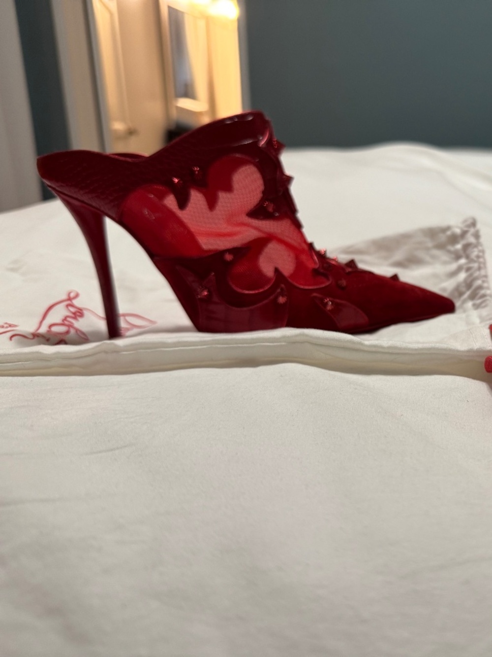 Christian Louboutin Red Muletiag Stud  — Brand New